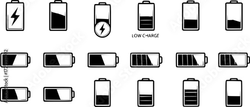 Premium set of battery line icons.