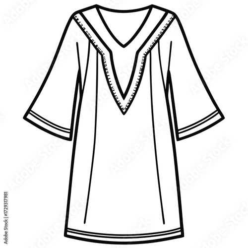 Minimalist kaftan line art garment clothing