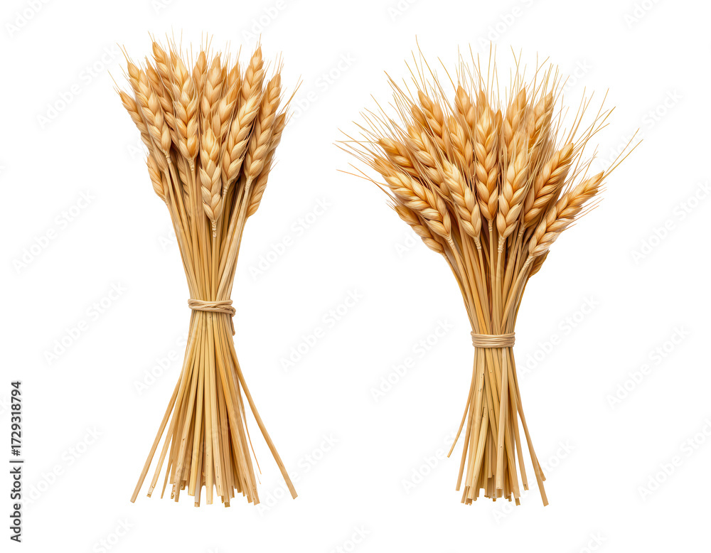 Fototapeta premium Bundles of Golden Wheat Stalks on a Transparent background