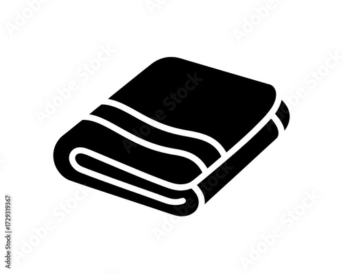 Simple black icon of a folded blanket cozy bedding essential home comfort graphic vector