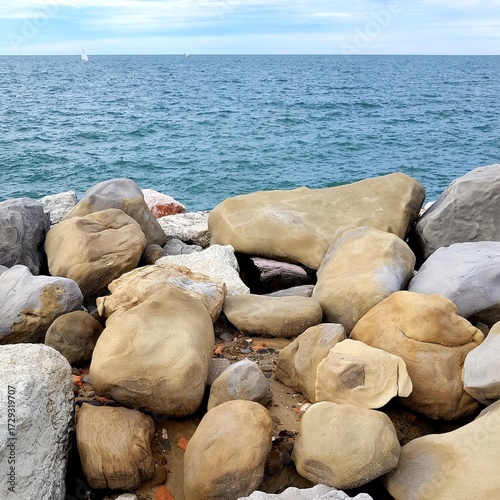 Rocky coast of the Black Sea. Crimea, Ukraine, Europe.