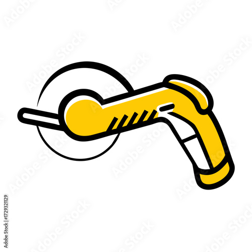 Angle grinder with guard in yellow and black design  