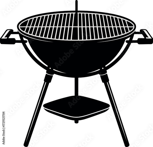 Outdoor charcoal grill cooking equipment for summer barbecues vector