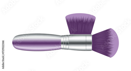 Aesthetic makeup brush on a white background with purple bristles