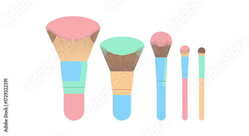 Aesthetically pleasing vector illustration featuring a set of makeup brushes