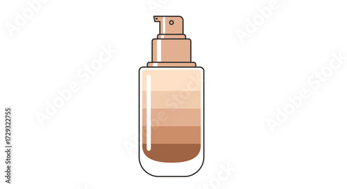 Cosmetic foundation bottle with pump for makeup application illustration