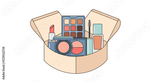 Cosmetic Collection Set in Open Box for Creative Beauty Applications