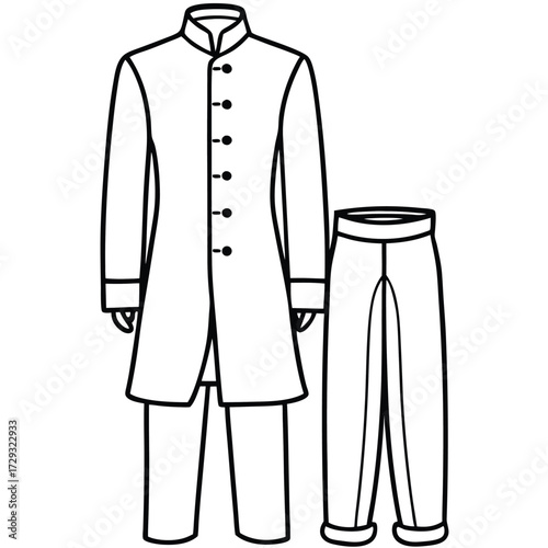Traditional garment line art traditional clothing formal wear