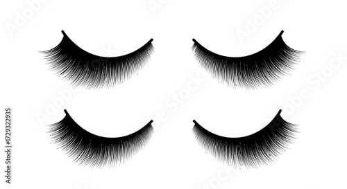 Dramatic eyelashes collection in black isolated on white backdrop design