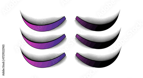 Dramatic false eyelashes set in vibrant color palette vector art