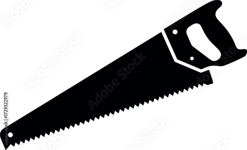 Vintage hand saw silhouette carpentry tool icon vector
