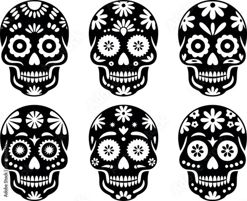 Day of the dead sugar skull illustrations vector