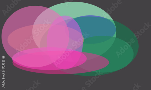 Soft Overlapping Semi- Transparent Ovals on Dark Gray Background abstract shape
