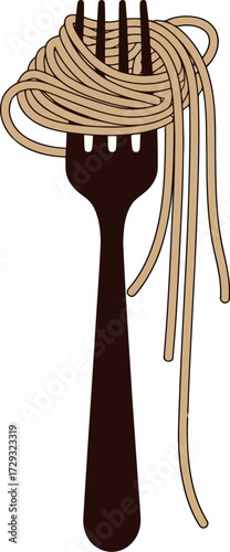 Italian spaghetti pasta fork meal delicious food photography vector