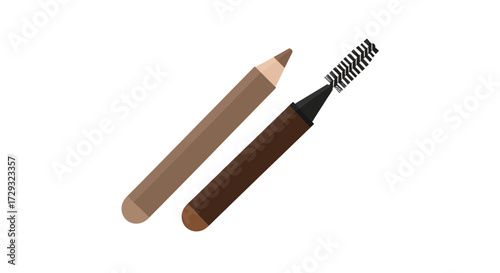 Elegant eyebrow pencil and brush applicator beauty tools illustration