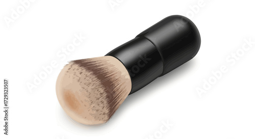 Elegant makeup brush with black handle isolated on white surface