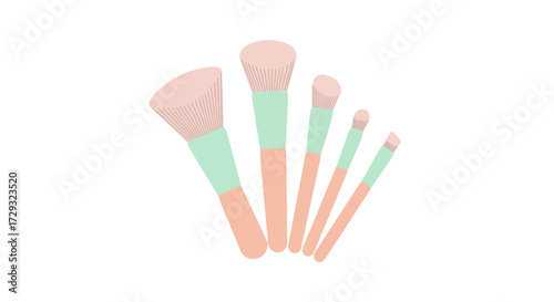 Elegant makeup brushes set with pastel colors for beauty applications
