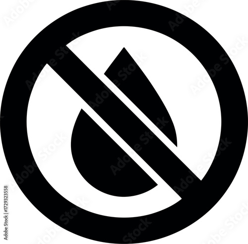 Waterproof symbol icon no liquid sign prohibition droplet circle vector