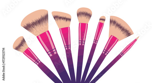 Elegant set of makeup brushes with a radiant design and modern aesthetic