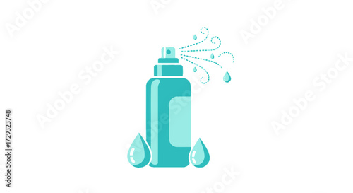 Elegant turquoise dispenser bottle and water droplets design element