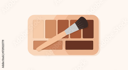 Elegantly designed eyeshadow palette in earth tones with a soft brush