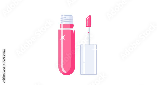 Illustrative representation of a lip gloss applicator on white backdrop