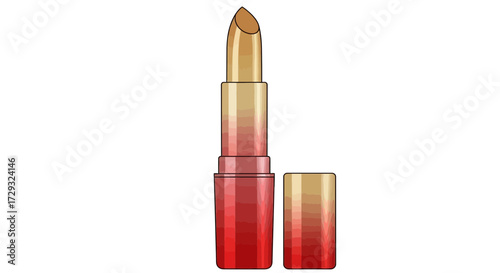 Illustrative lipstick tube with detached cap against a white backdrop