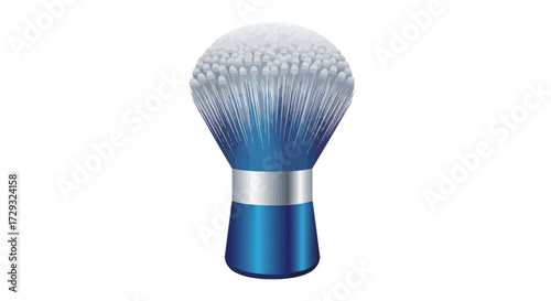 Isolated blue handled shaving brush ready for application, personal care