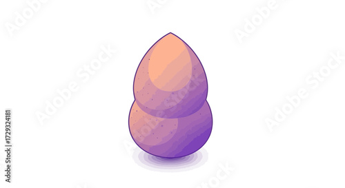 Isolated cartoon make-up sponge applicator standing on a white backdrop