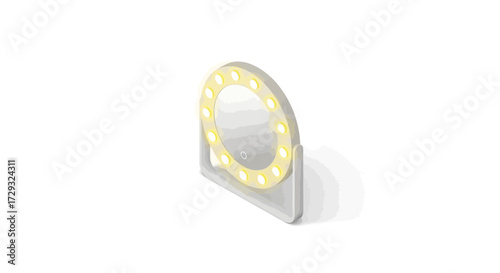 Isometric Illuminated Vanity Mirror Illustration on Seamless White Canvas
