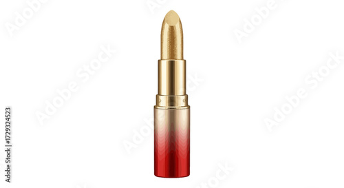 Luxury golden lipstick on a white background for cosmetic advertising