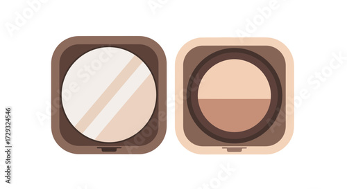 Minimalist flat design makeup compacts for cosmetic and beauty products