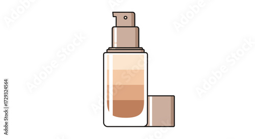 Minimalist Foundation Bottle Illustrating Color Shades and Application