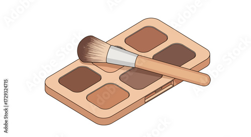 Palette of Warm Toned Eyeshadows with Brush for Cosmetic Application