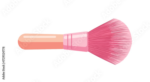 Pink professional makeup brush for powder, blush application, minimal style
