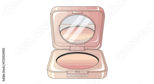 Stylish blush compact with mirror isolated on a white background image