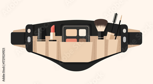 Stylish makeup artist belt with cosmetics tools in a minimalist design