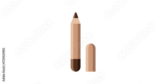 Stylized cosmetic brow pencil with cap, for minimalist makeup design