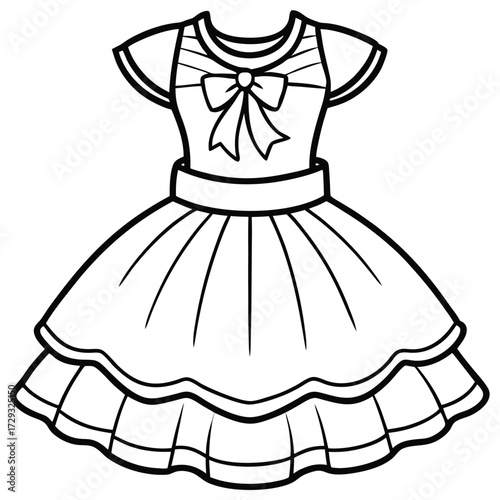 Whimsical dress with bow and layered skirt clothing