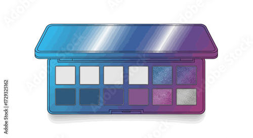 Vibrant eye shadow palette with blue and purple gradient design