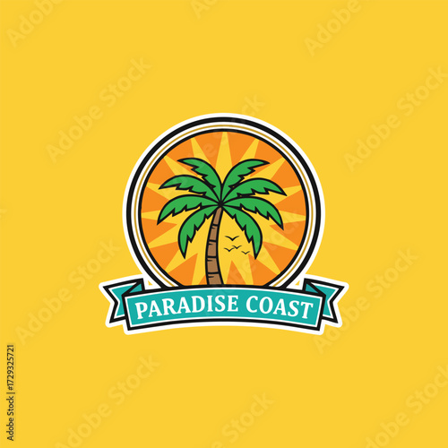 Paradise Coast: Tropical Palm Tree Logo for Travel, Vacation, and Beach Lifestyle Brands