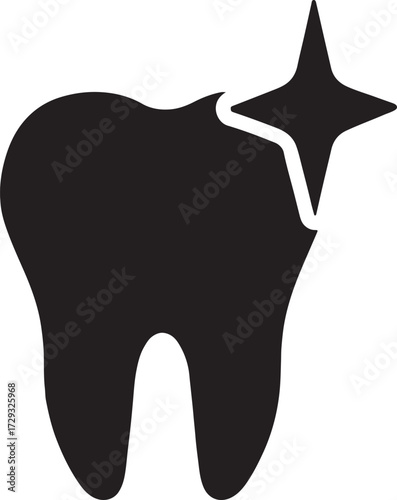 Tooth whitening icon vector, clean silhouette design for dental care and bright smile illustrations
