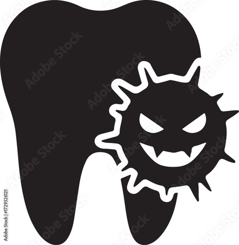 Tooth decay bacteria icon vector, silhouette design for dental, health, and oral hygiene illustrations