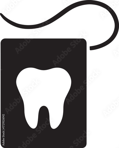 Tooth floss icon vector, clean silhouette design for dental care, oral hygiene, and healthy teeth illustrations