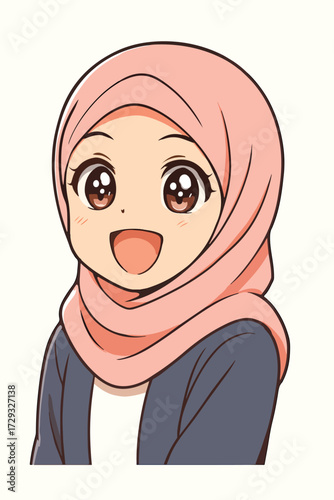 Happy hijab girl with sparkling eyes