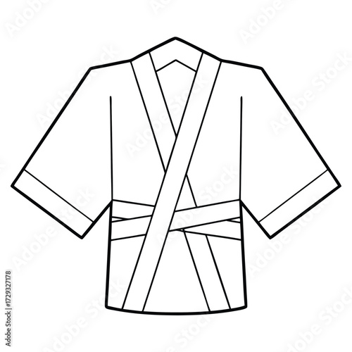 Black and white kimono illustration robe garment