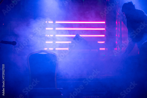 Empty Neon Stage at Night
