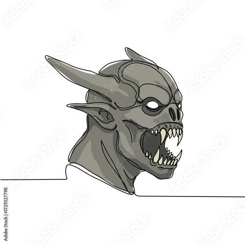 Monster token icon featuring a fierce grey creature head  