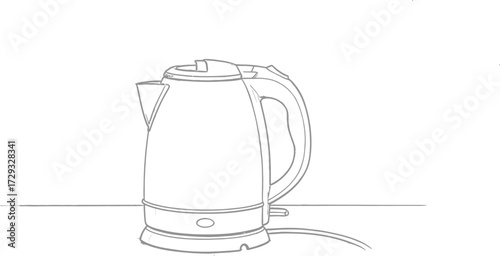 Sketch of electric kettle for hot water, tea, and coffee