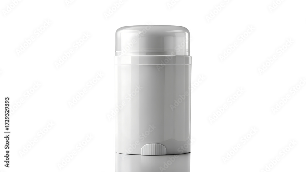 Obraz premium White solid deodorant stick in a plastic container with a clear cap, isolated on transparent background